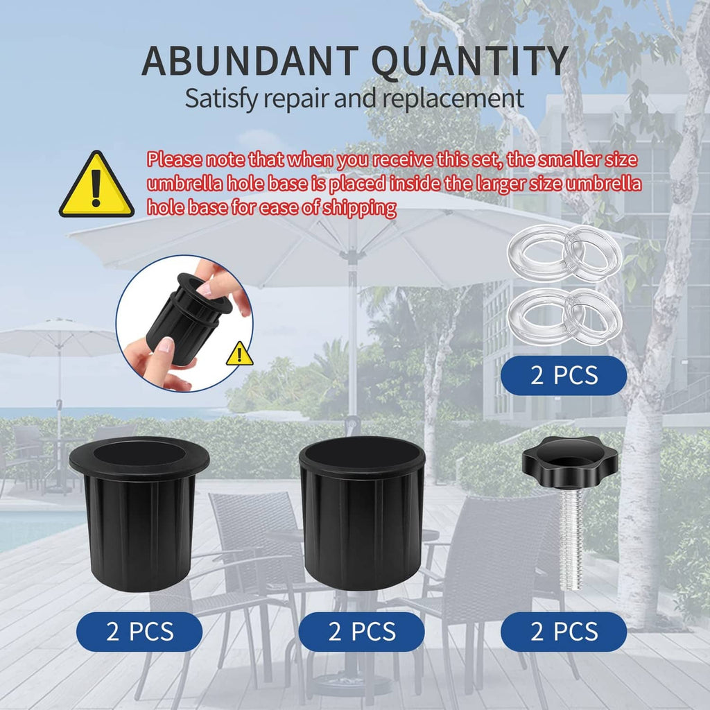 Set of black umbrella base sleeves with clear silicone rings, 8-piece kit
