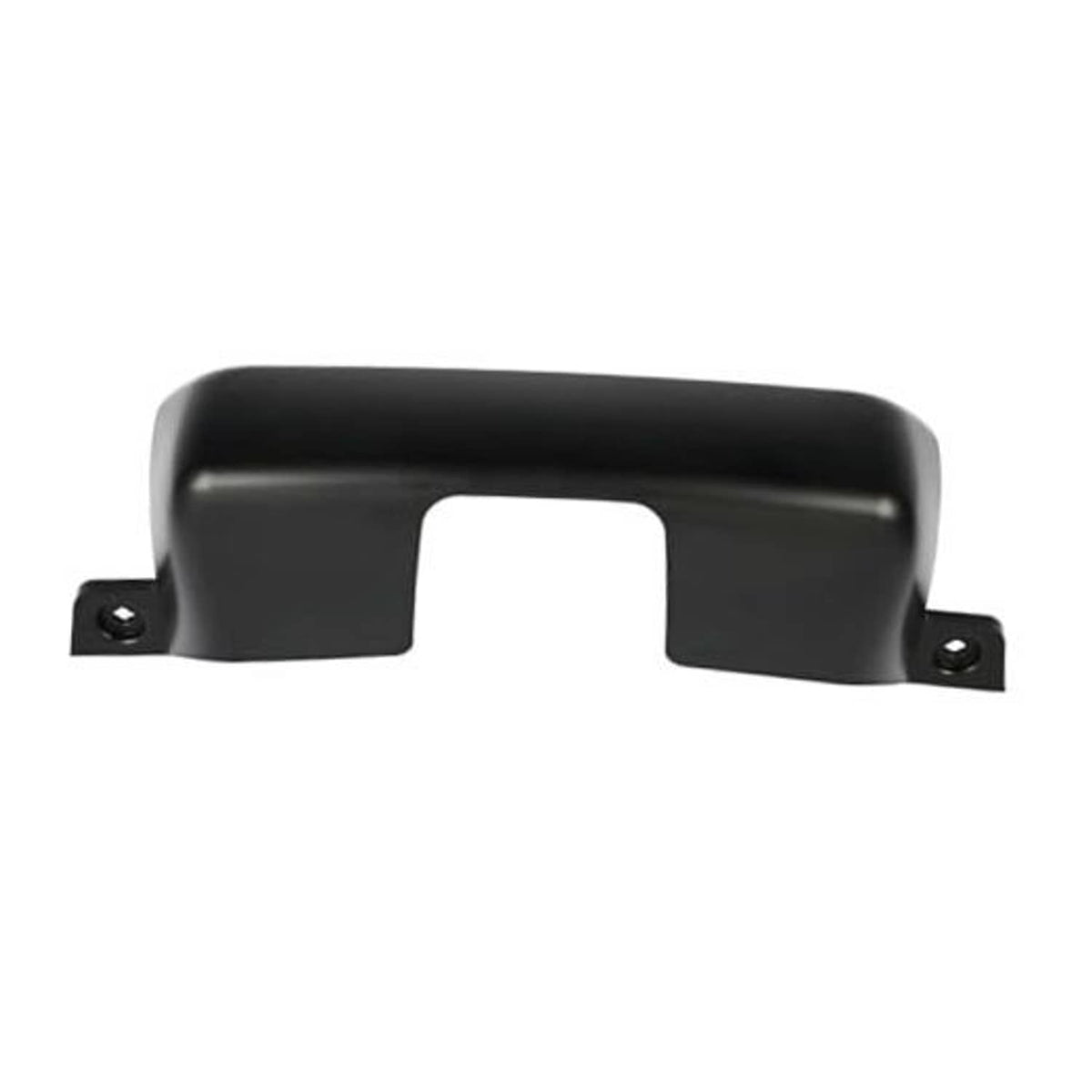 Black trailer hitch cover with center cutout and side mounting brackets