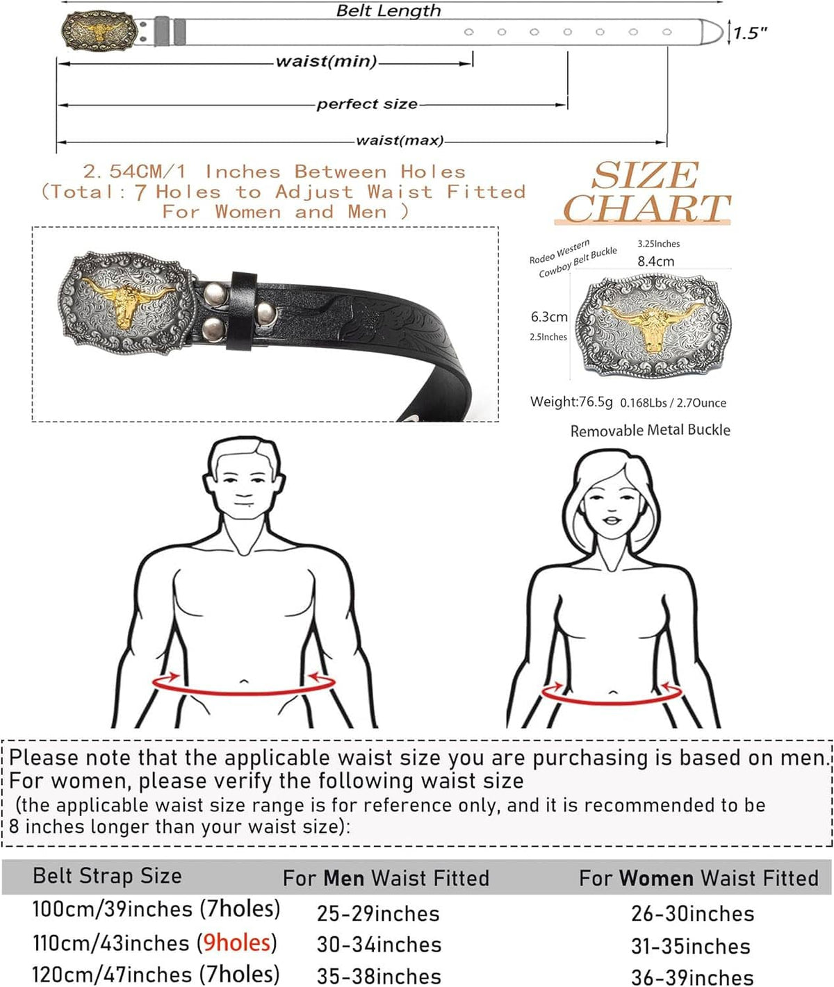 Men's western belt with dark embossed strap and ornate gold-and-silver longhorn buckle