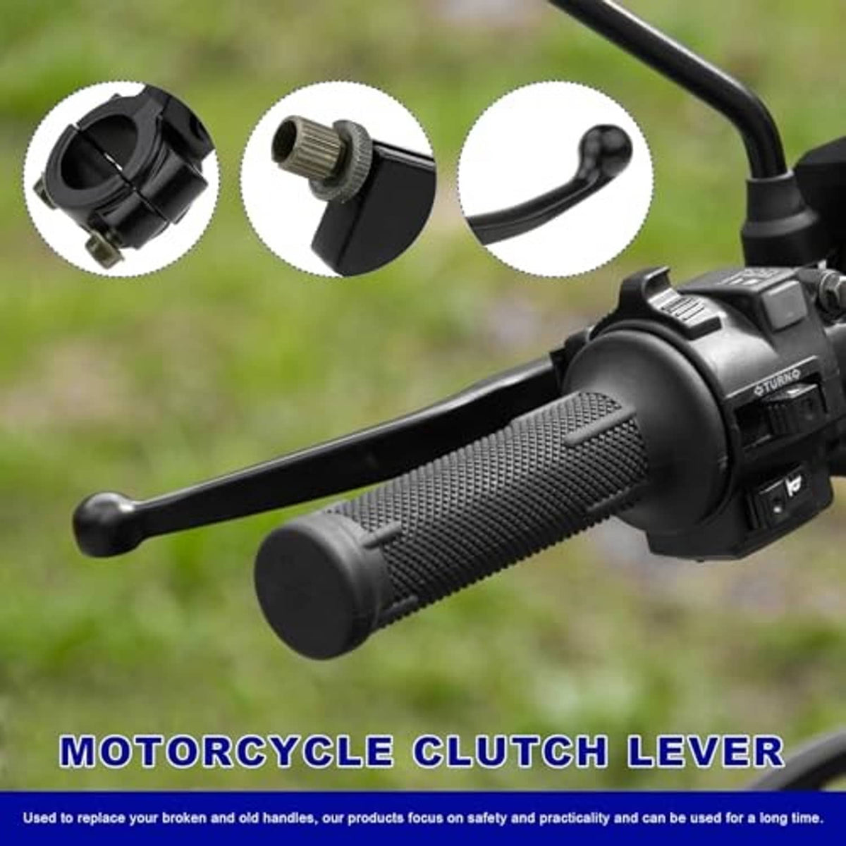 Black textured rubber grip and clutch lever with mounting adjuster screw