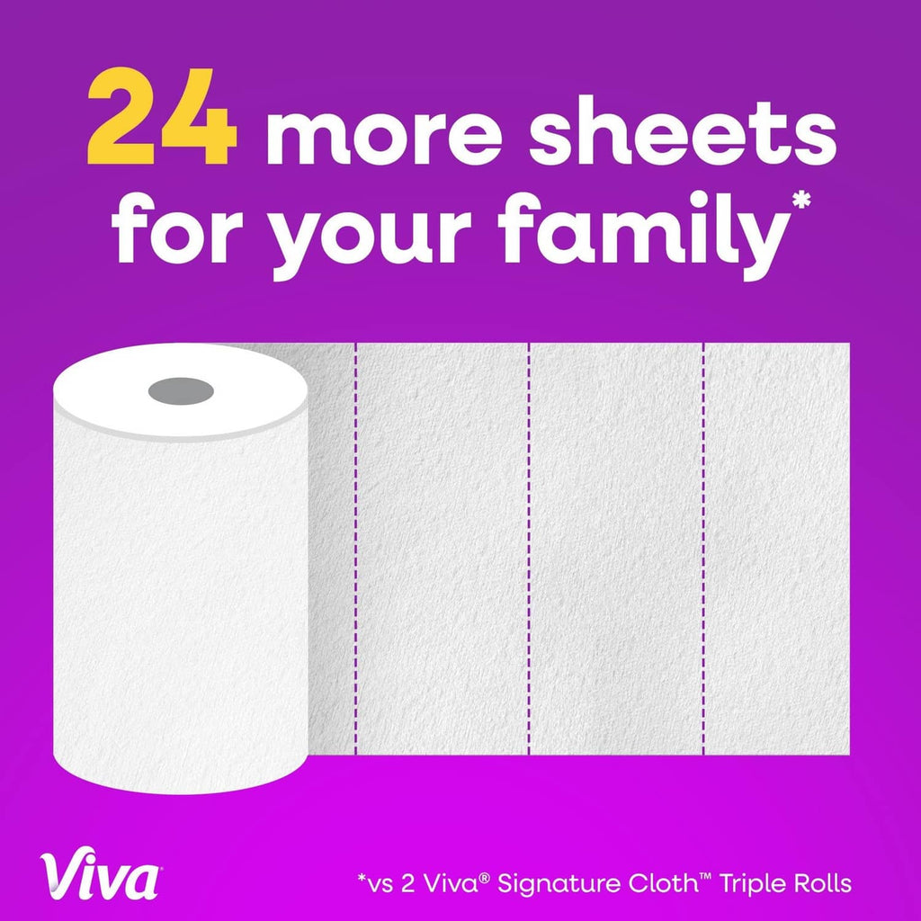 White paper towel triple rolls layout with 24 more sheets graphic