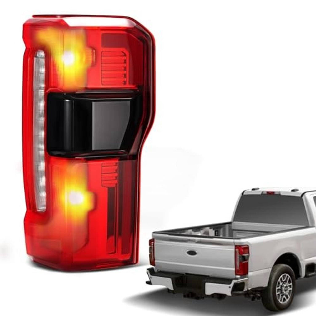 Right passenger-side tail light assembly in red housing with amber bulb inserts