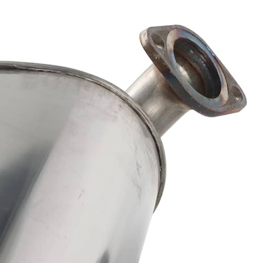Close-up muffler inlet flange connection with welded pipe joint