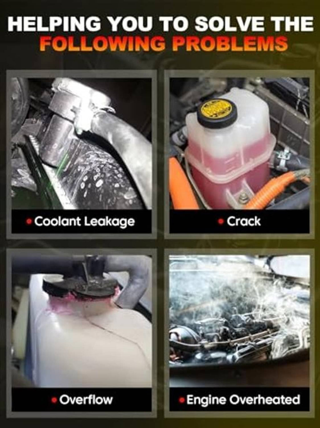 Engine coolant reservoir tank with cap, black housing and white reservoir in the vehicle