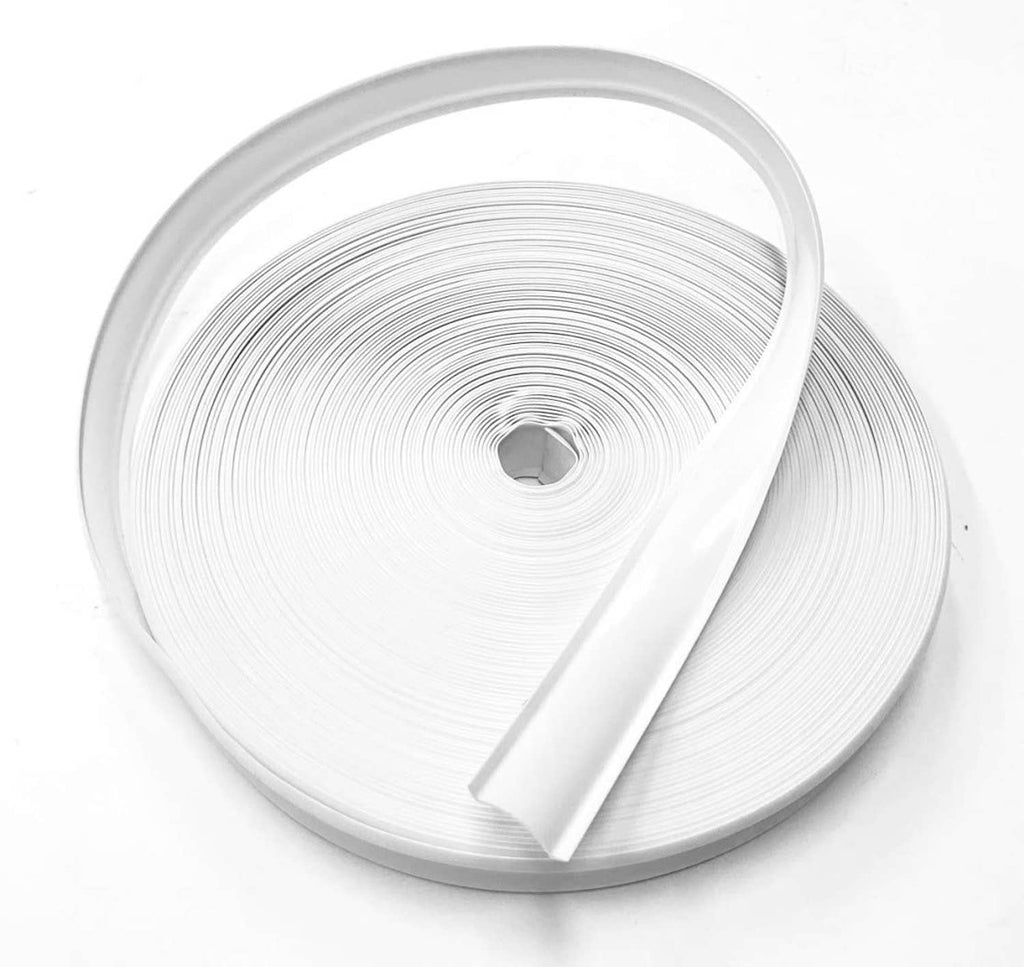 White vinyl screw cover molding trim roll, 7/8 in insert insert profile