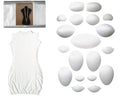Dress form padding kit for sewing; includes white adjustable padding pieces, 20-piece set