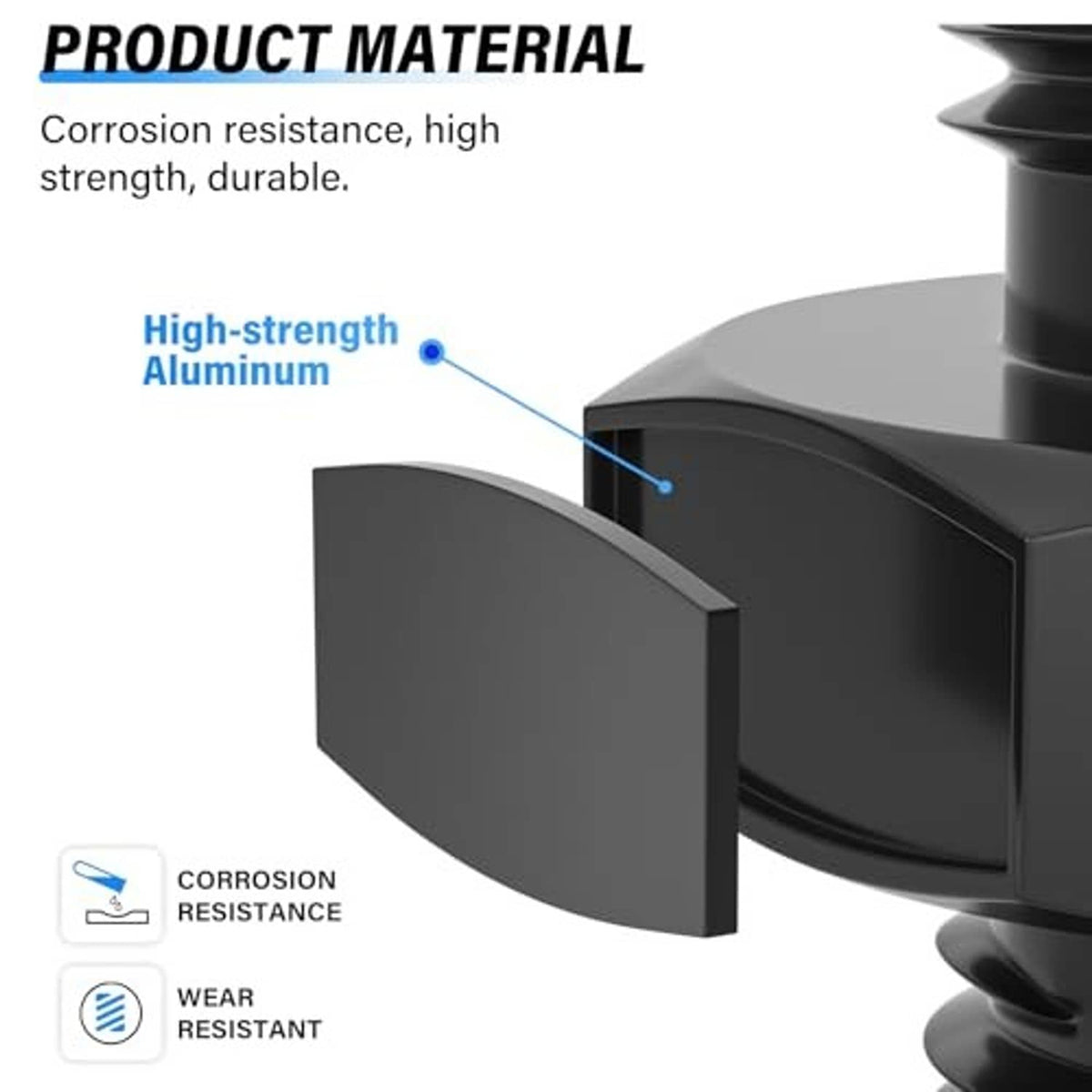 Black aluminum straight male-to-male AN pipe adapter, close-up of hex end and inner bore