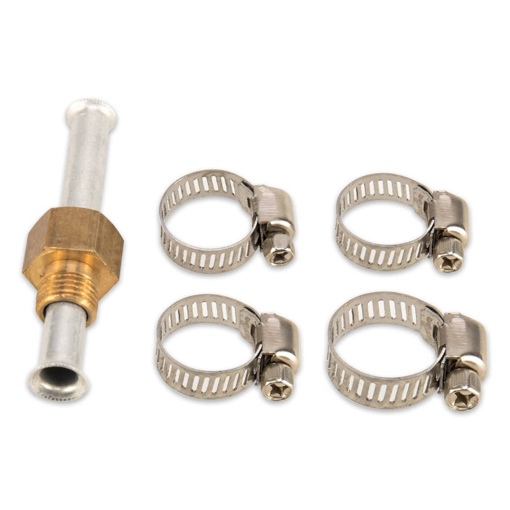 Brass barb fitting and stainless hose clamps for oil cooler hoses