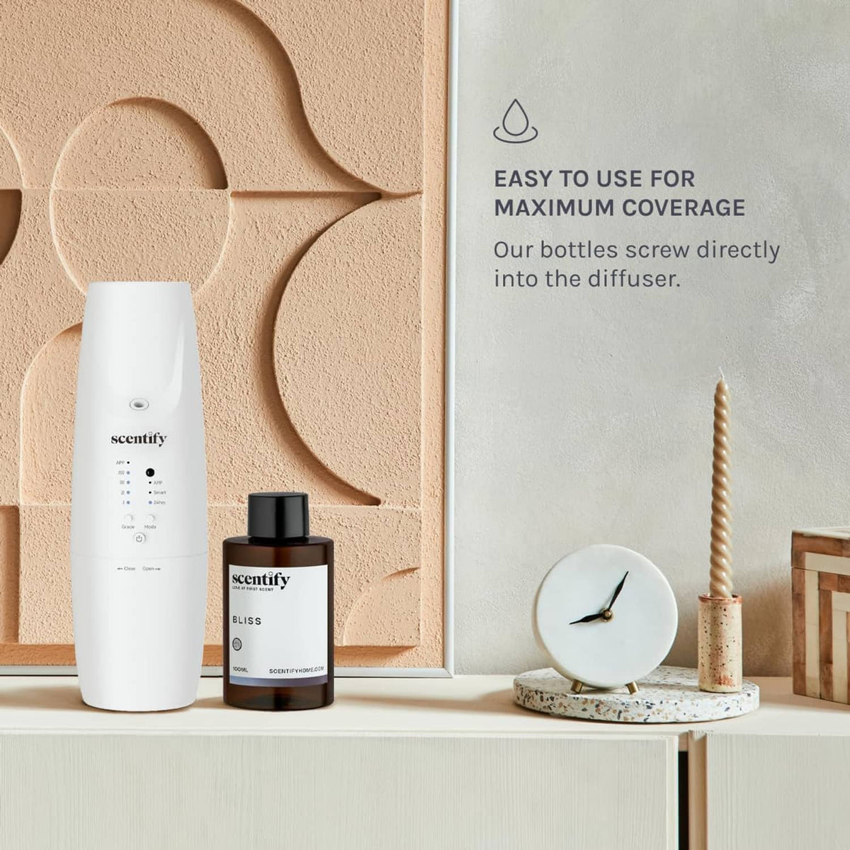 Bliss scentify oil refill bottle with white diffuser device, 100 ml