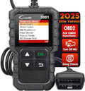 Launch Creader 3001 OBD2 scanner front view with diagnostic menu and cable