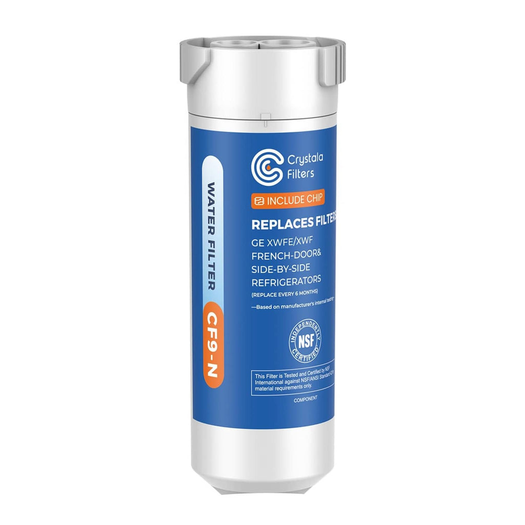 White water refrigerator filter cartridge with built-in chip, upright cylindrical design