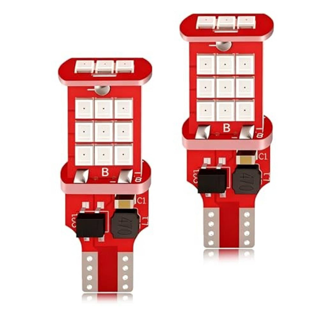 Two red LED brake light bulb modules with white LED chip array and mounting base