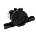 Black inlet flow meter replacement with circular sensor housing and twin hose nozzles