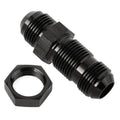 10AN male straight flare bulkhead fitting adapter with nut, black anodized aluminum