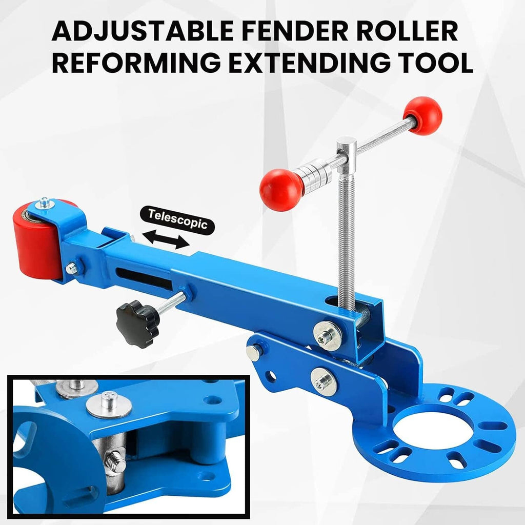 Adjustable fender roller reforming extending tool with red end handles