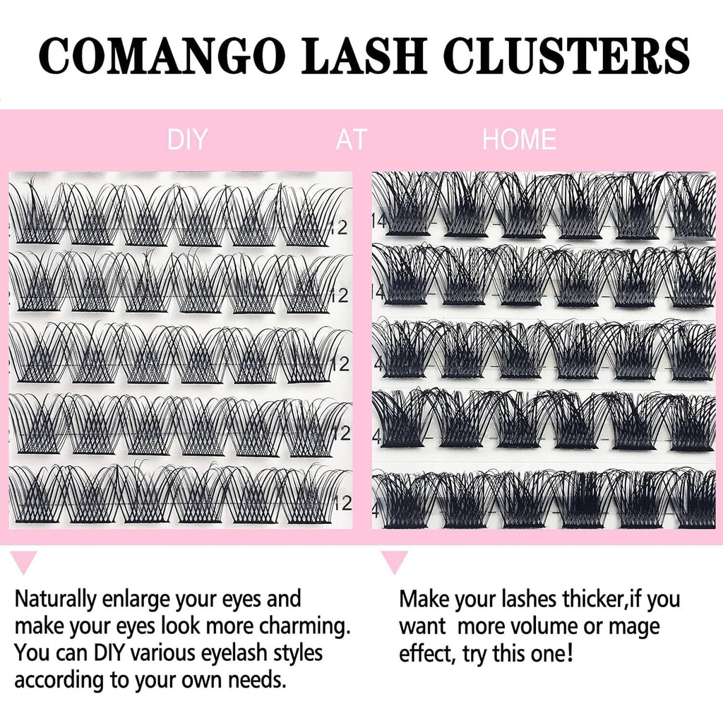 COMANGO lash clusters display with rows of black DIY eyelash cluster fans
