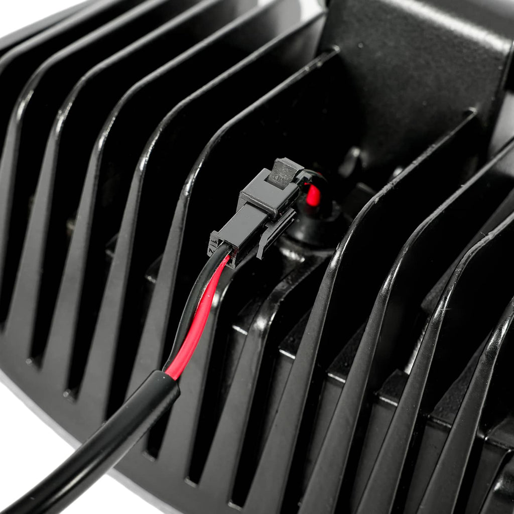 LED cab roof marker light connector detail on black fins with red wire