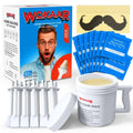 Nose wax kit box with wax pot, applicators, and blue post-wax wipes