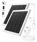White 8W solar panel charger with mounting bracket and cables for camera power
