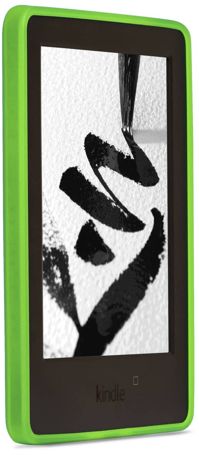 Green protective Kindle case with front bezel and screen window