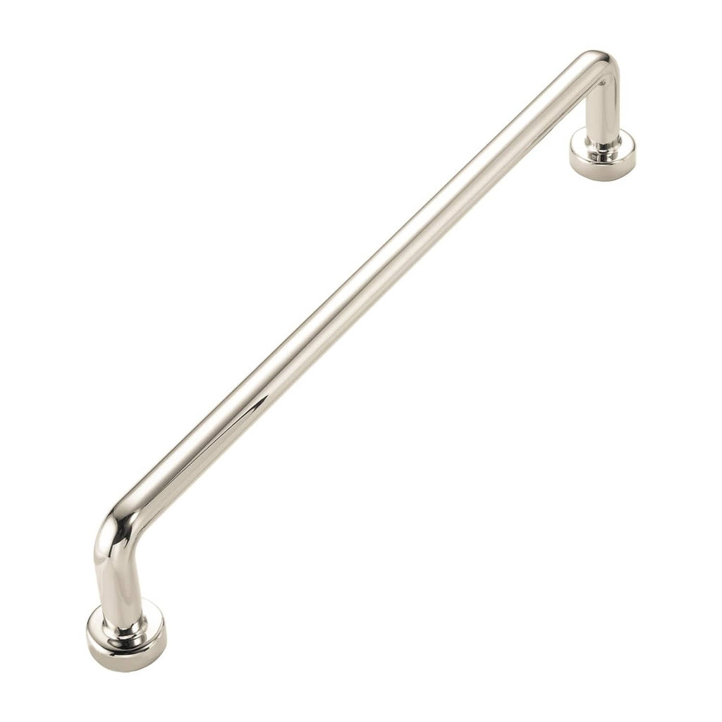 Polished nickel cabinet pull handle with curved ends and two mounting posts