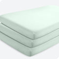 Mint green crib fitted sheet set, smooth microfiber with elastic corner seams