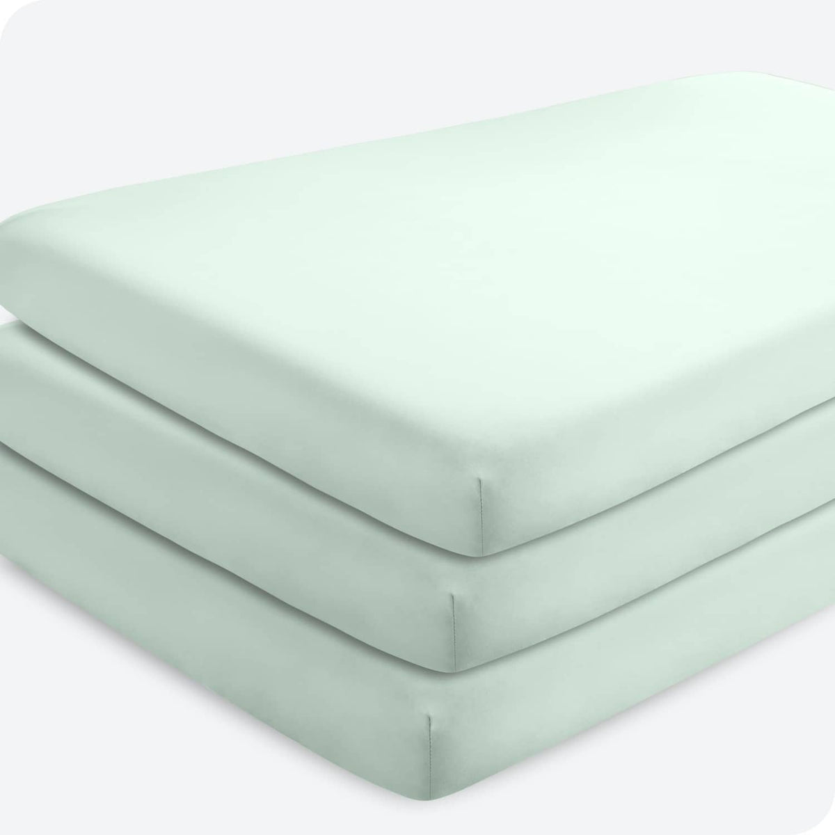Mint green crib fitted sheet set, smooth microfiber with elastic corner seams
