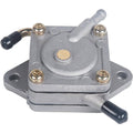 Fuel pump with metal mounting plate, brass screws, and rubber hose fittings