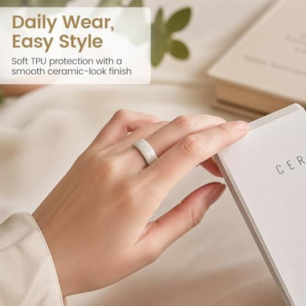 White TPU ring cover worn on finger