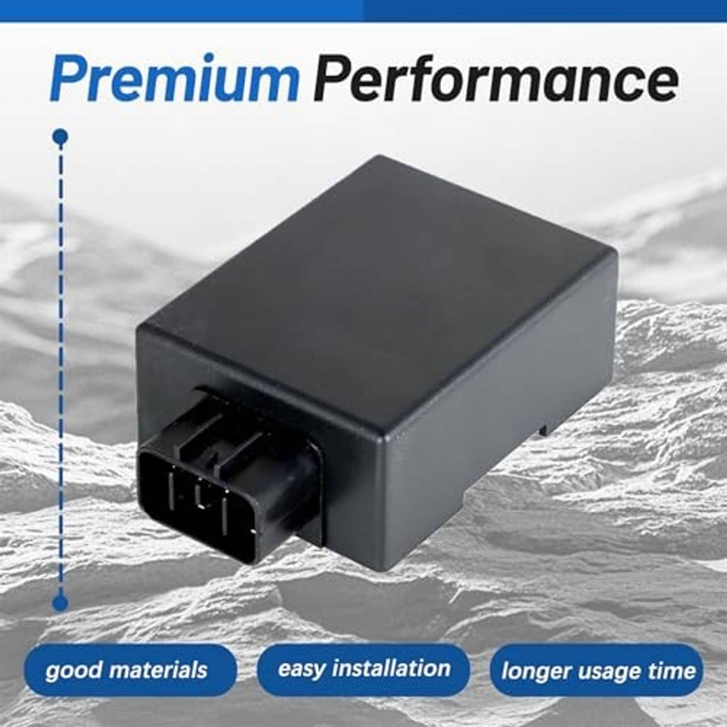Black CDI ignition control module with front multi-pin plug, compact housing