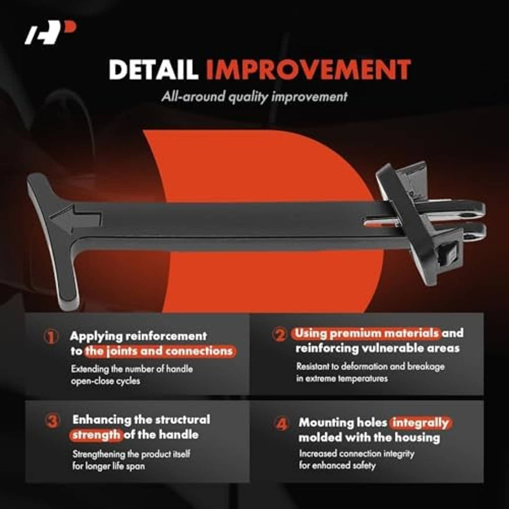 Black hood safety latch release pull rod handle with reinforced structure diagram