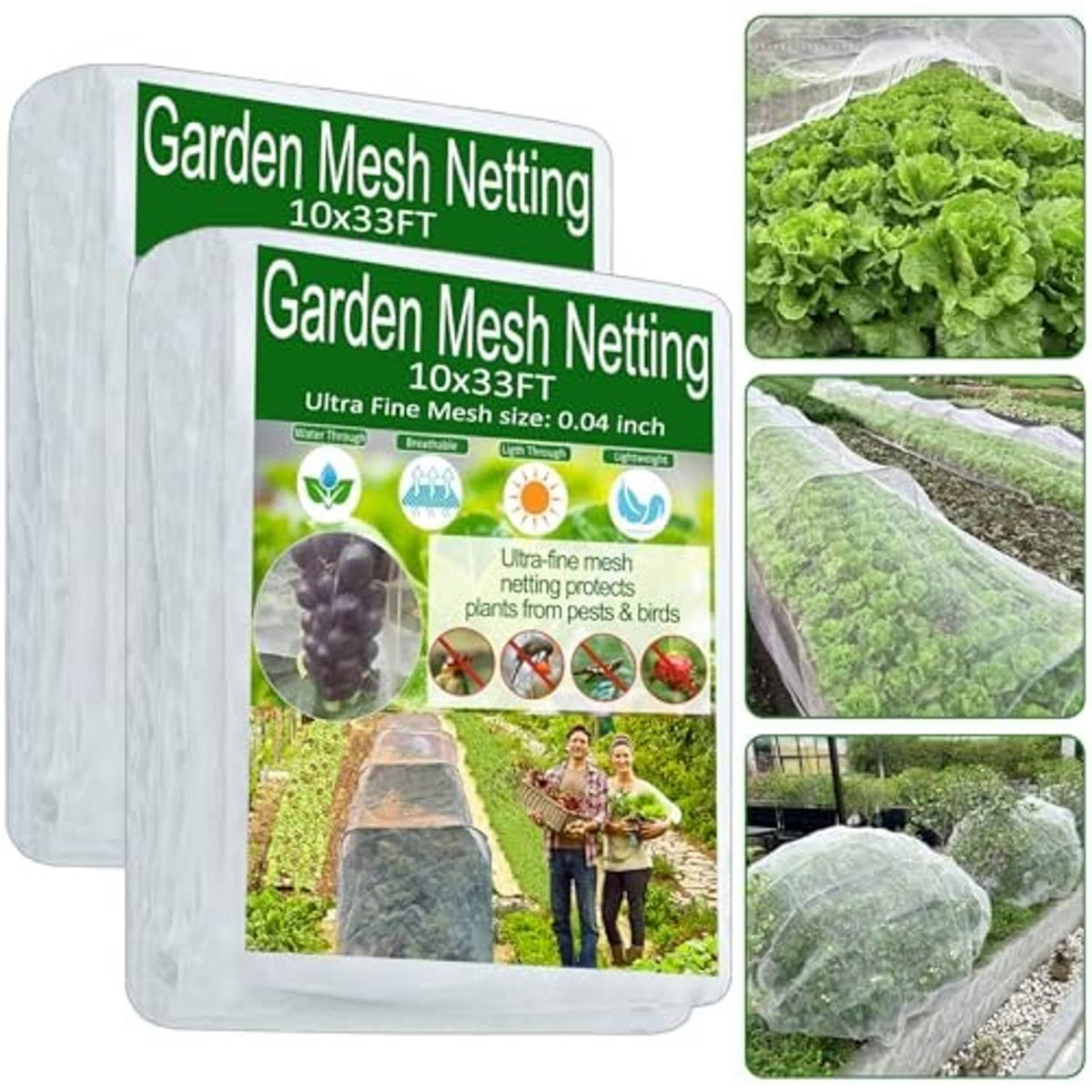 2-pack ultra-fine clear garden mesh netting sheets for raised beds and plant protection