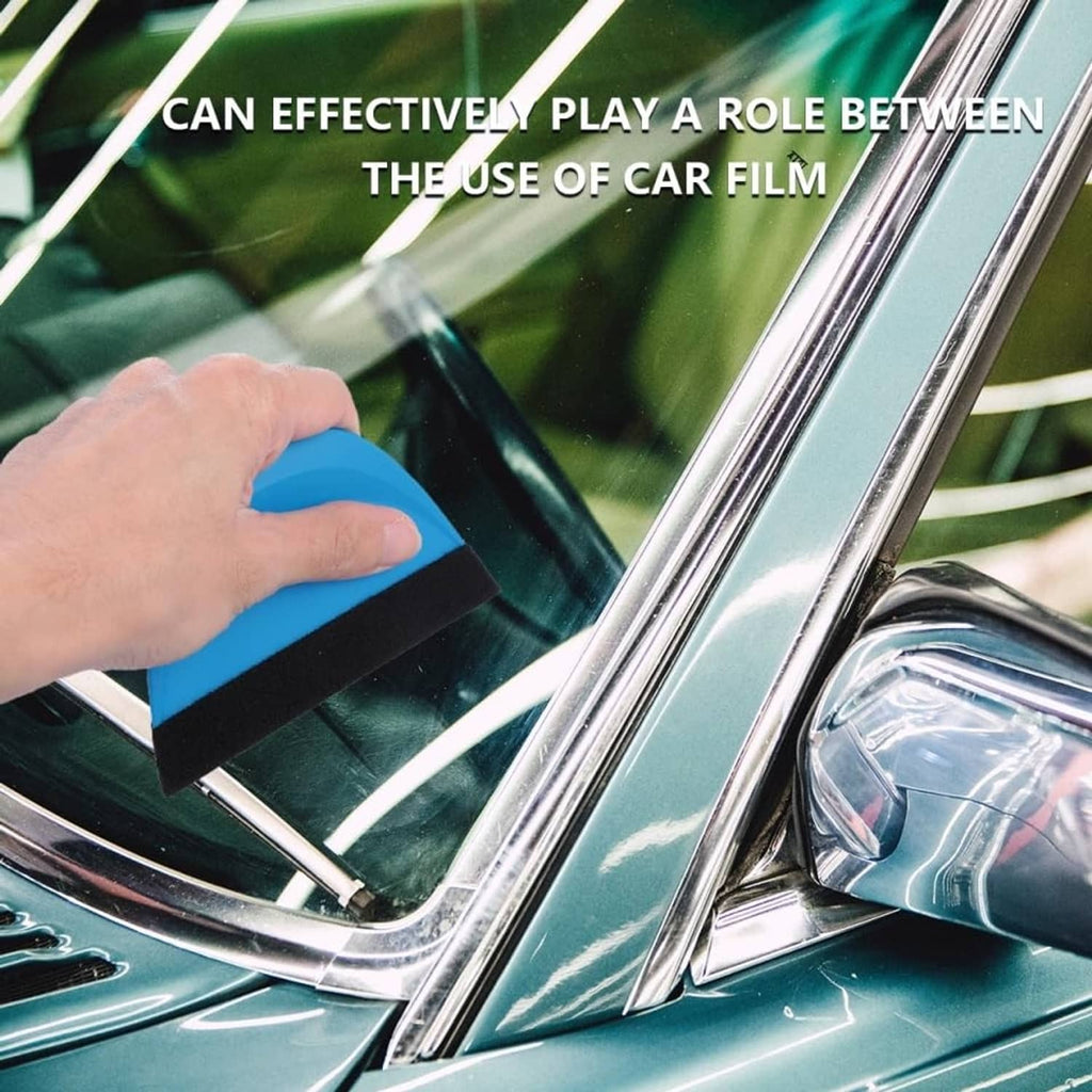 Handheld felt squeegee with blue pad and black felt edge for car vinyl