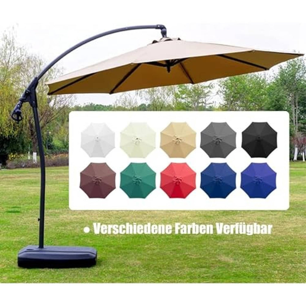 Beige octagonal patio umbrella replacement canopy on frame, with color swatch options