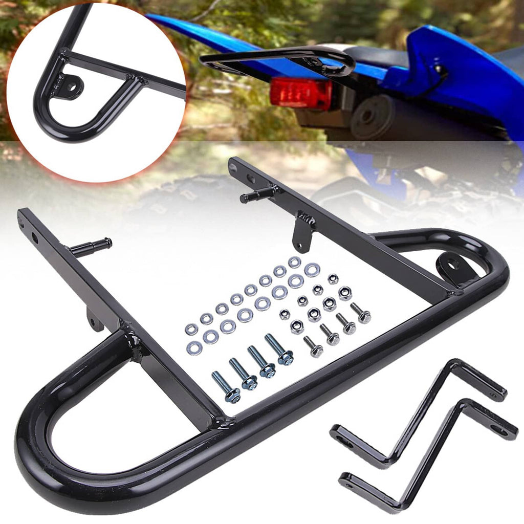 Black wide rear grab bar bumper with mounting bracket and included hardware pieces