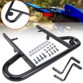Black wide rear grab bar bumper with mounting bracket and included hardware pieces