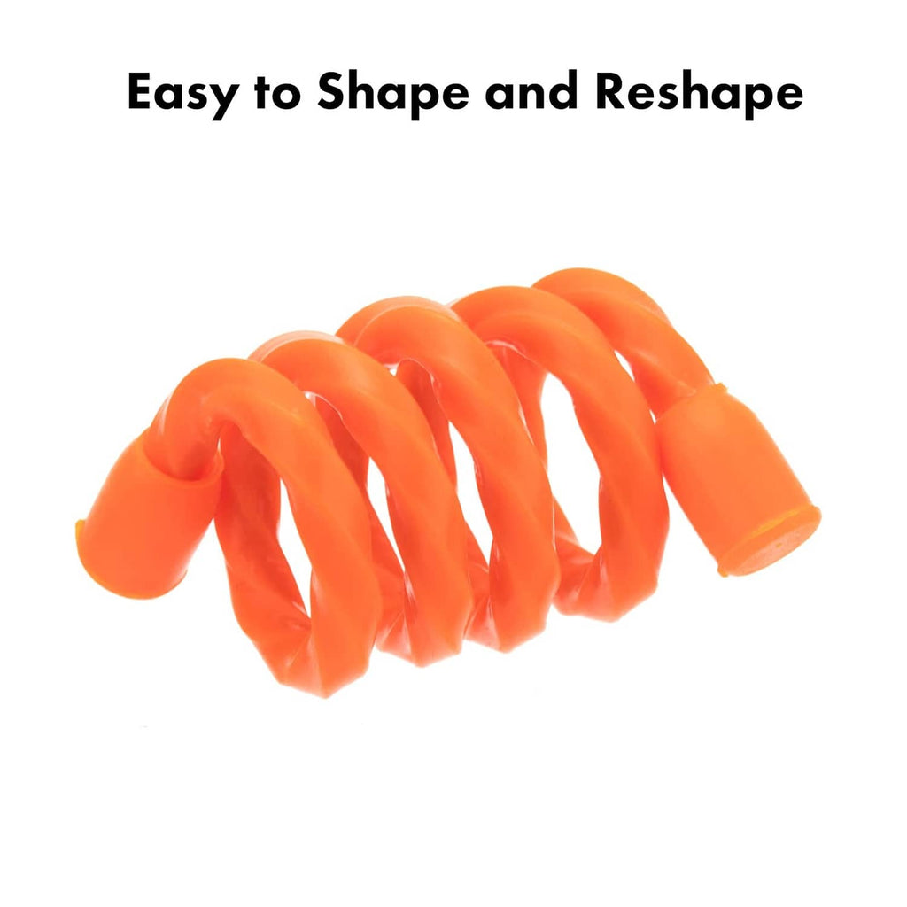 Orange reusable silicone cable ties, flexible linked loops