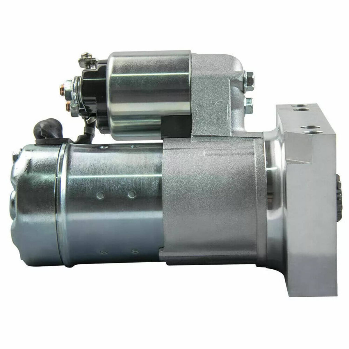 Starter motor cylinder and solenoid assembly with mounting bracket
