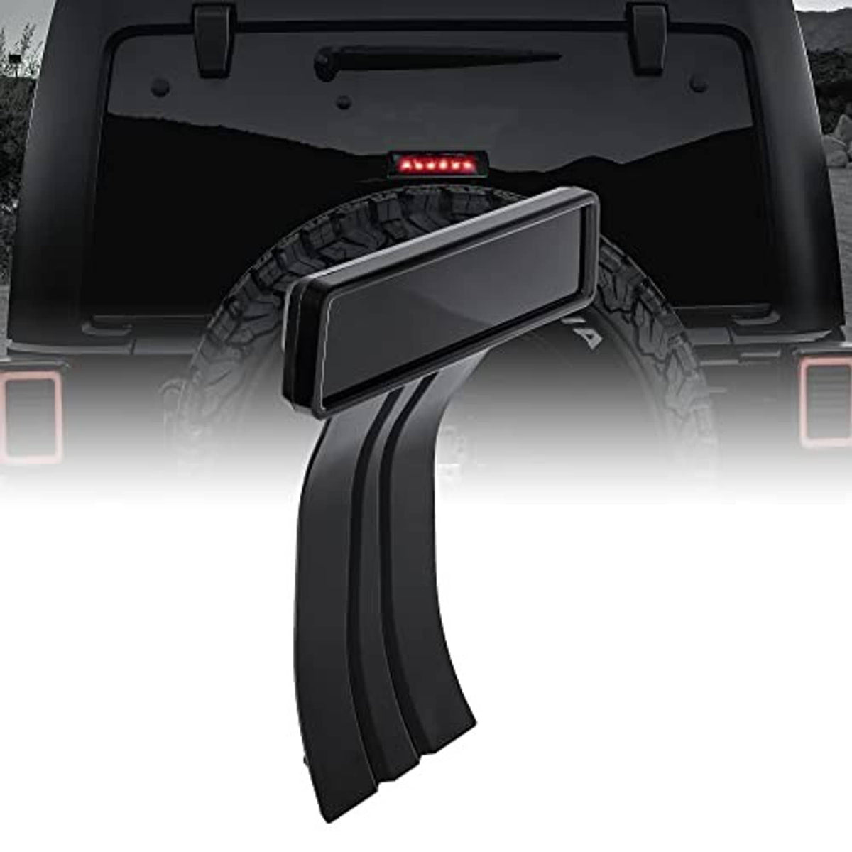 Smoked-lens LED third brake light with red light bar and black bracket