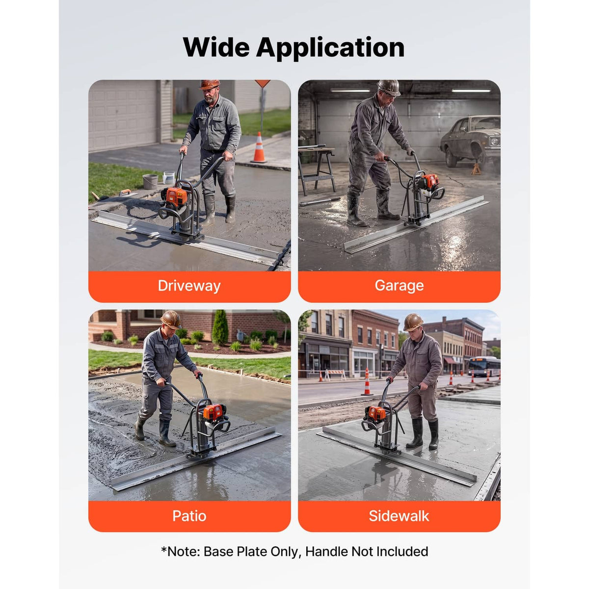 Concrete screed setup with aluminum blade for driveway, garage, patio, or sidewalk