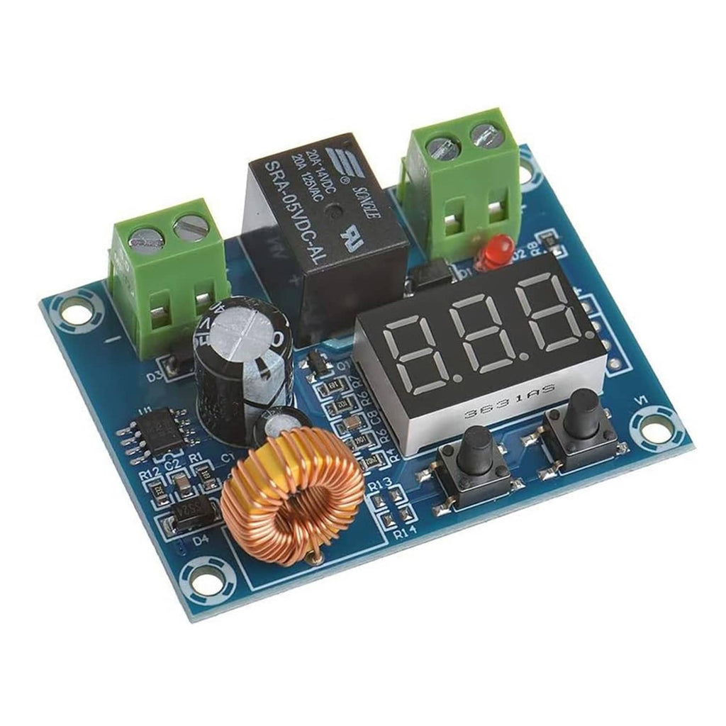 Blue PCB low-voltage disconnect switch module with green screw terminals and 7-seg display