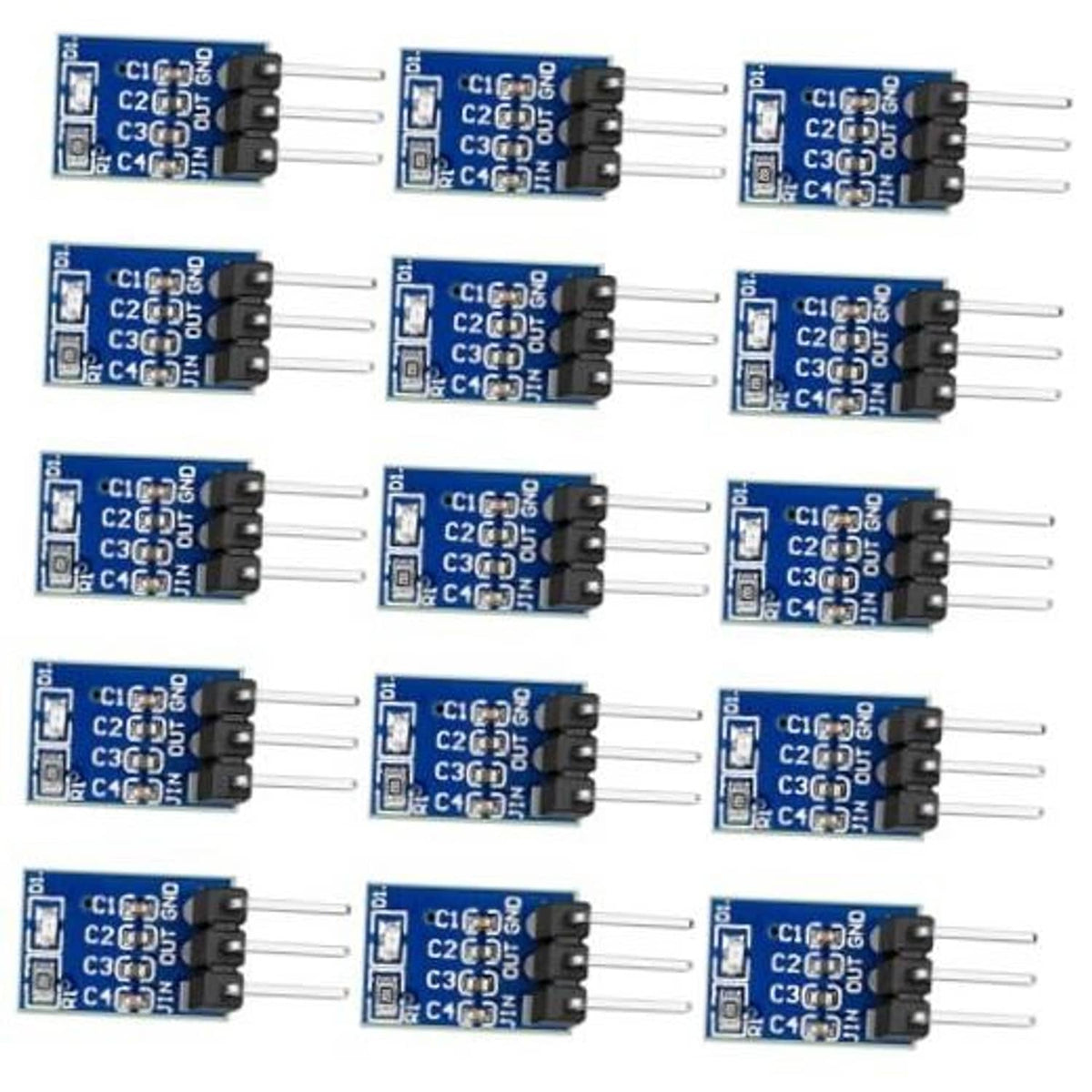 AMS1117-3.3 voltage regulator module set with blue PCB and three-pin headers