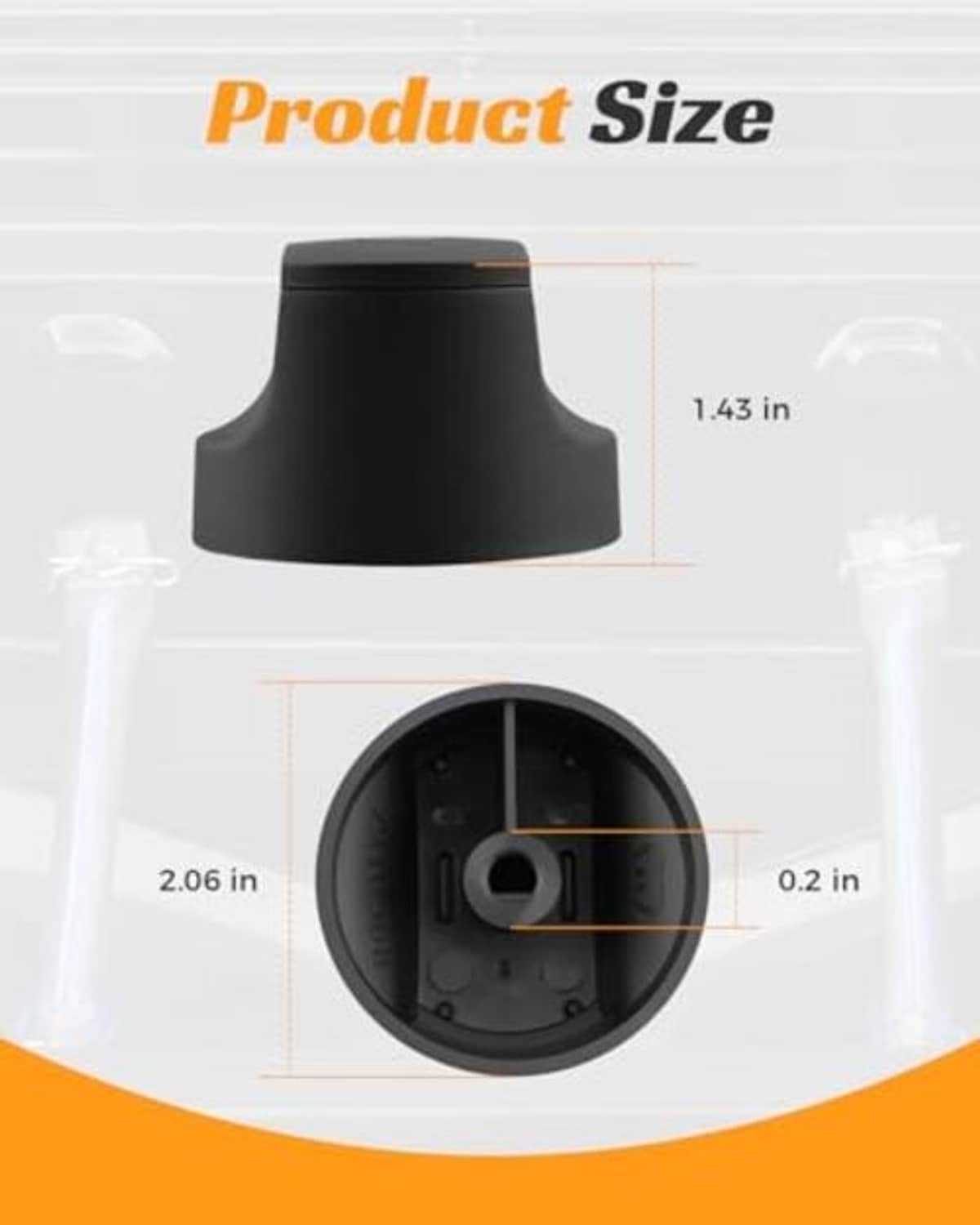 Matte black grill control knob with internal cross-section and mounting hole