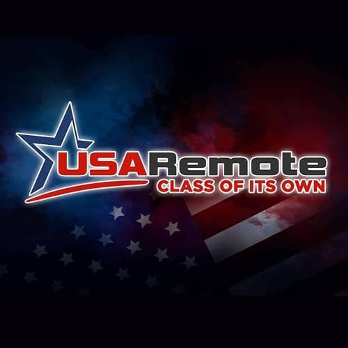 Keyless remote promotion graphic with USA Remote logo and patriotic star-and-stripe design
