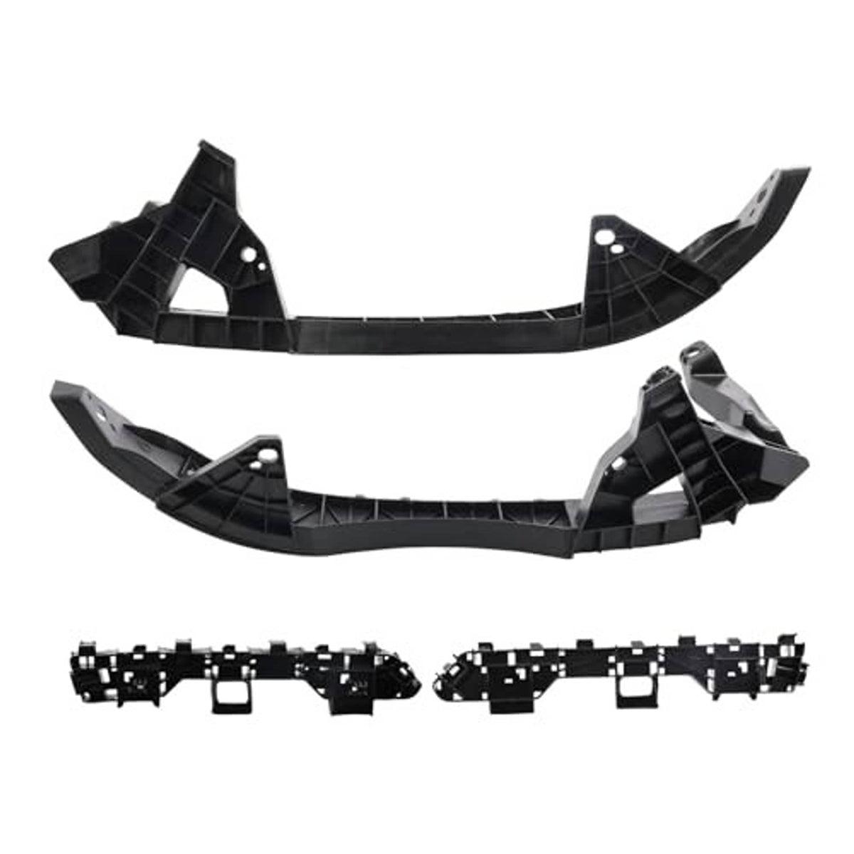 Front headlight bumper support brackets kit showing two curved black brackets and mounting bars