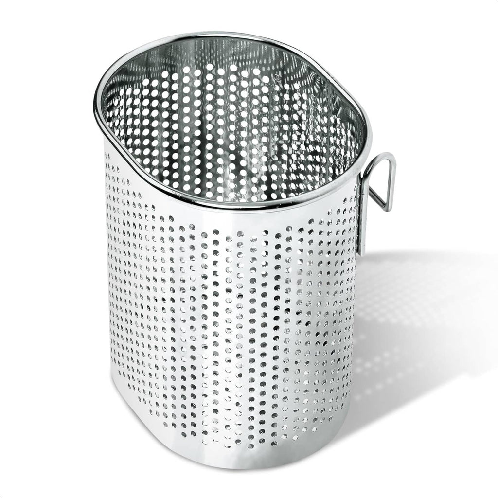 Stainless steel chopstick holder basket with hook, perforated drain design, silver