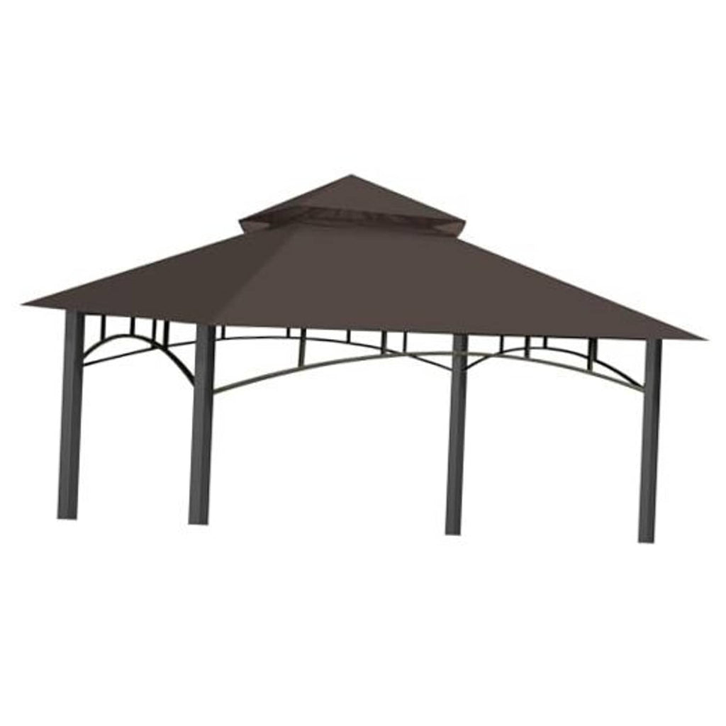 Brown replacement canopy top for outdoor gazebo with arched fabric panel