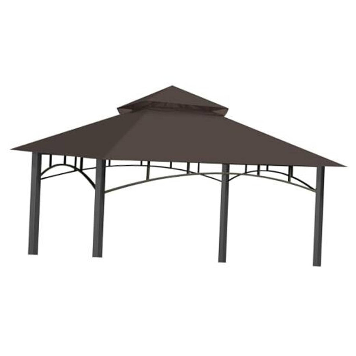 Brown replacement canopy top for outdoor gazebo with arched fabric panel