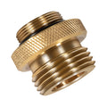 Brass hose bibb adapter fitting with straight-through connector, textured grip ring