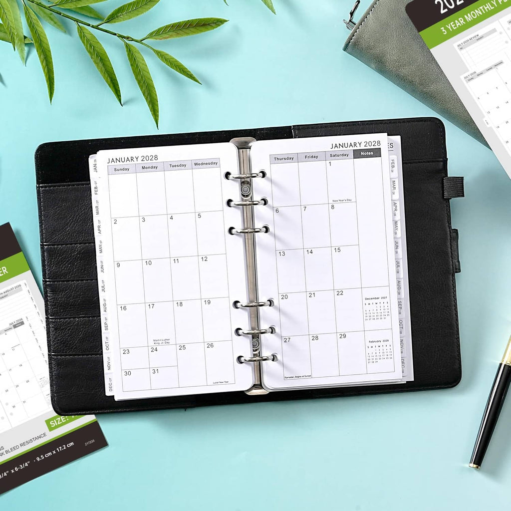 RivetOak 2026-2029 Monthly Planner Refill - A6 Size, Inserts with A6, black